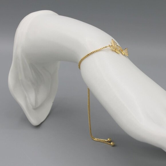 Jewelry bracelet butterfly butterflies symbol of friendship yellow gold dainty - Picture 7 of 8